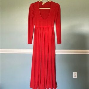 VTG RARE wool oranges 70’s maxi dress princess sleeve boho Cottagecore Sz S